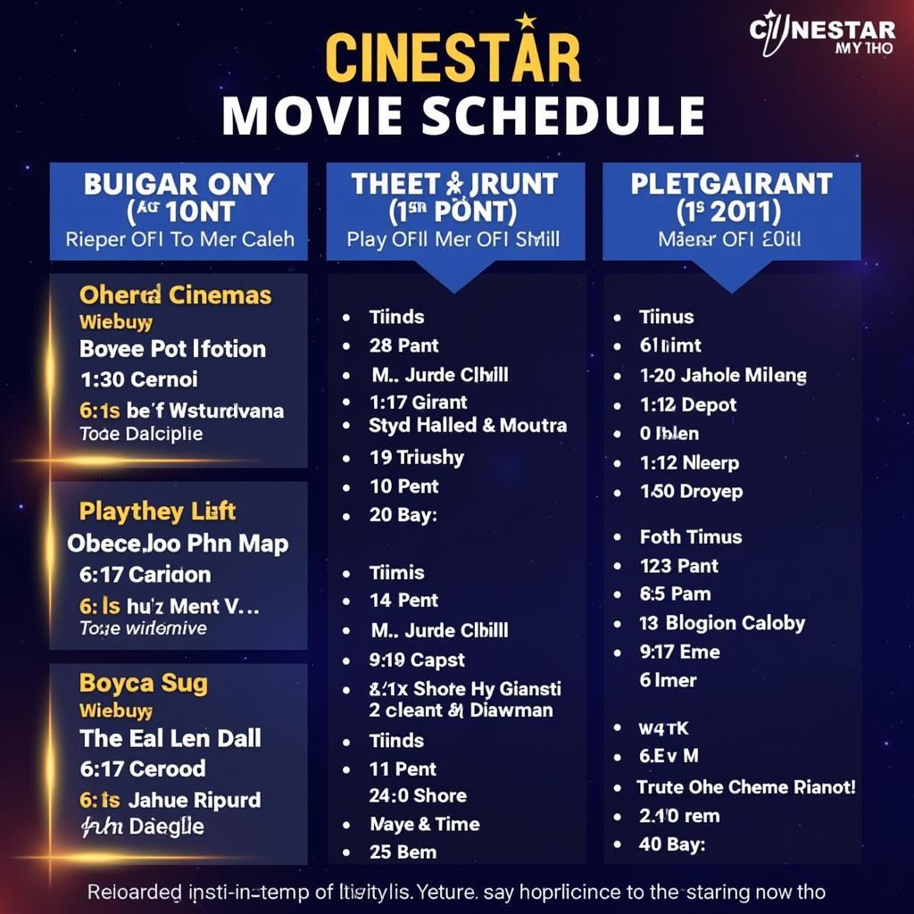 Lịch chiếu Cinestar Mỹ Tho suất chiếu