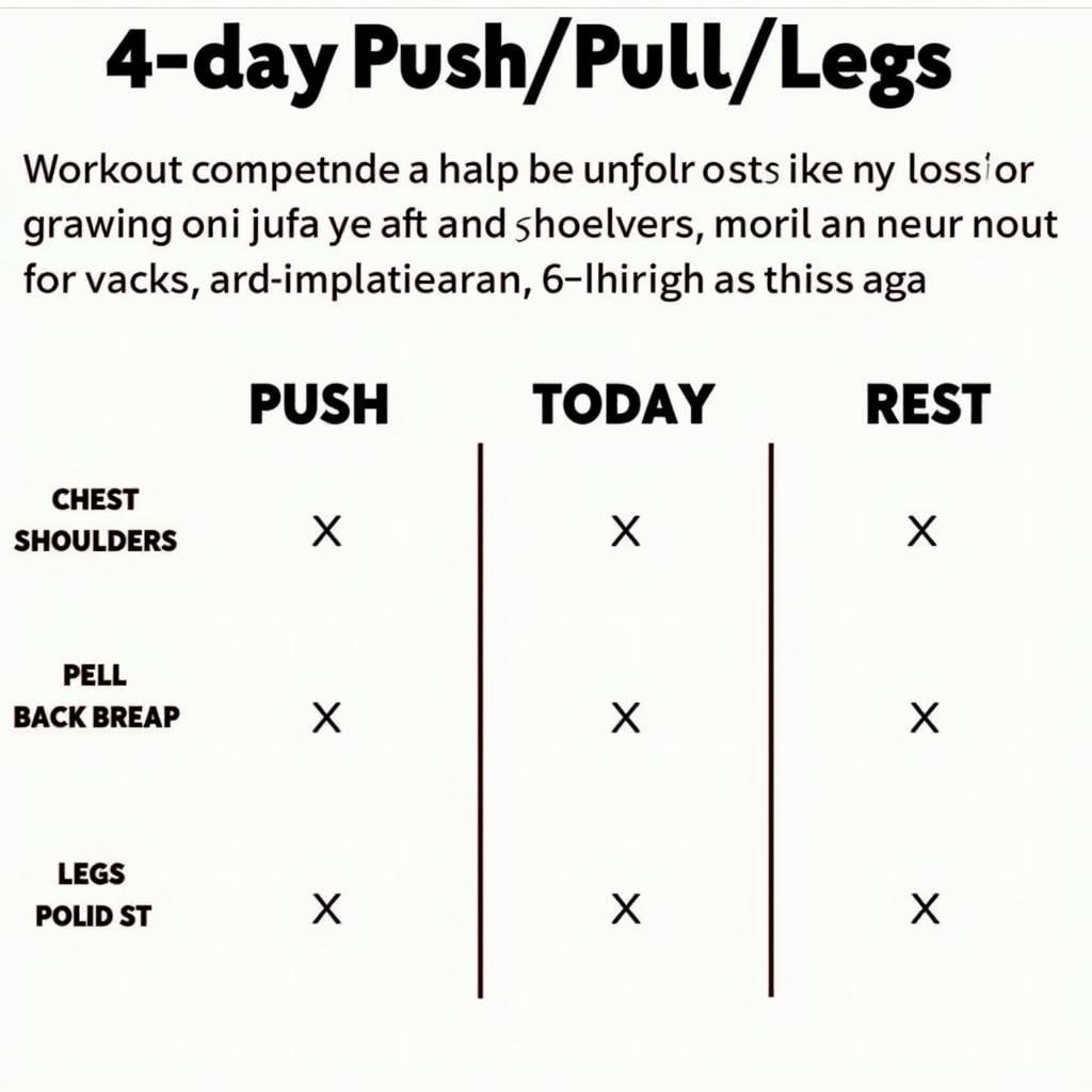 Lịch tập gym 4 ngày Push/Pull/Legs