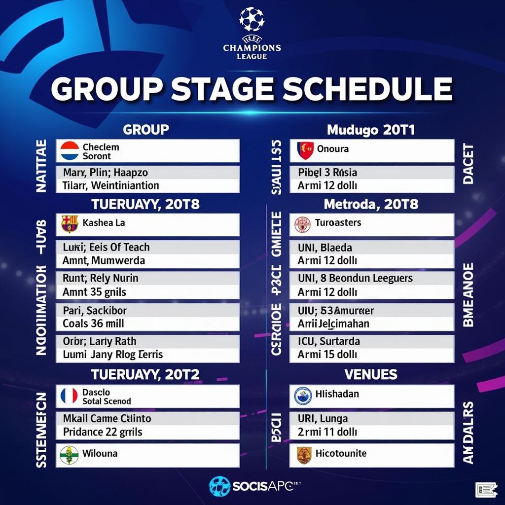 Lịch thi đấu Champions League 2021 vòng bảng