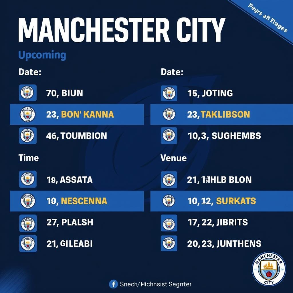 Lịch thi đấu Man City mới nhất