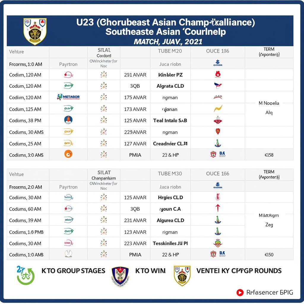 Lịch thi đấu U23 Đông Nam Á - Bảng đấu