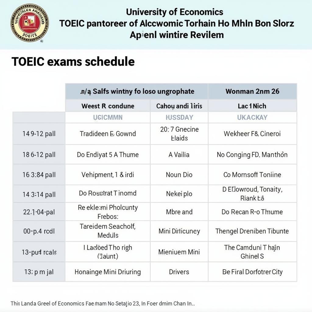 Lịch Thi TOEIC Đại Học Kinh Tế TP HCM