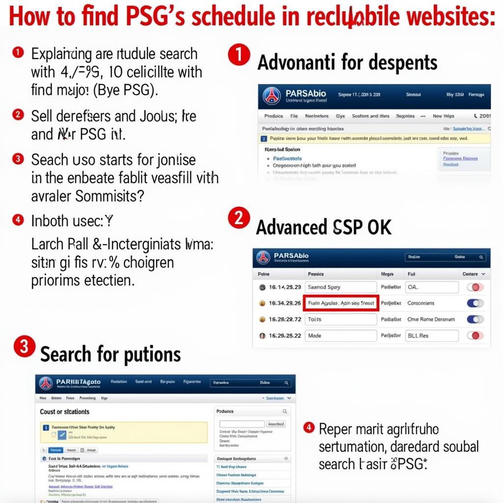 Hướng dẫn chi tiết cách tìm kiếm lịch thi đấu PSG trên các trang web uy tín, bao gồm cả cách sử dụng bộ lọc và tùy chọn tìm kiếm nâng cao.